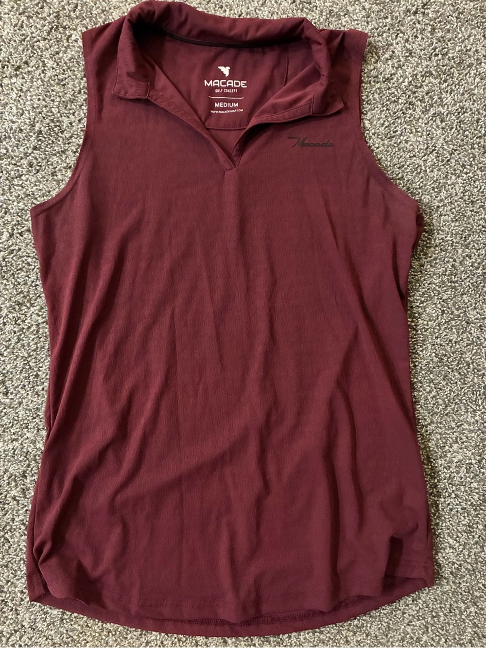 Marcade Women's Sleeveless Polo Tank Top - Burgundy